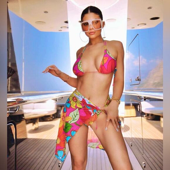 AUTH VTG Christian Dior Retro Floral Print Colorful Bikini Swimsuit Set - Picture 2 of 16